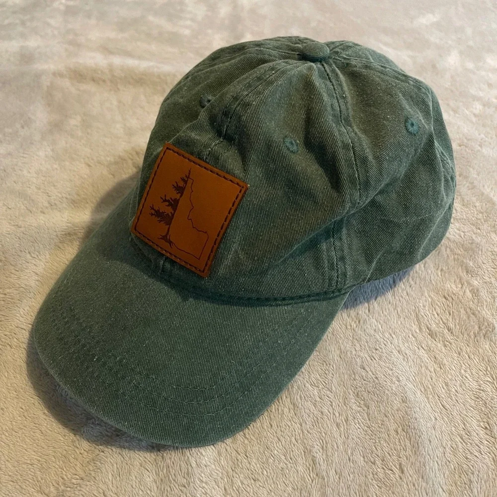 Pacific Headwear 300WC Green Idaho‎ Tree Leather Patch Hat Adjustable Cotton Cap